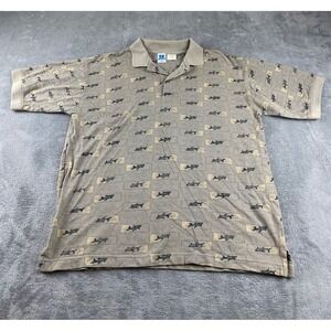 Hook & Tackle Outfitters Mens Shark Print Polo Shirt - Size Large